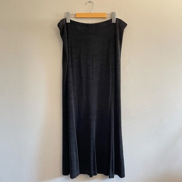 Vintage 90s Picadilly Fashion Slinky Black Trumpet Flared Maxi Skirt - Picture 2 of 11